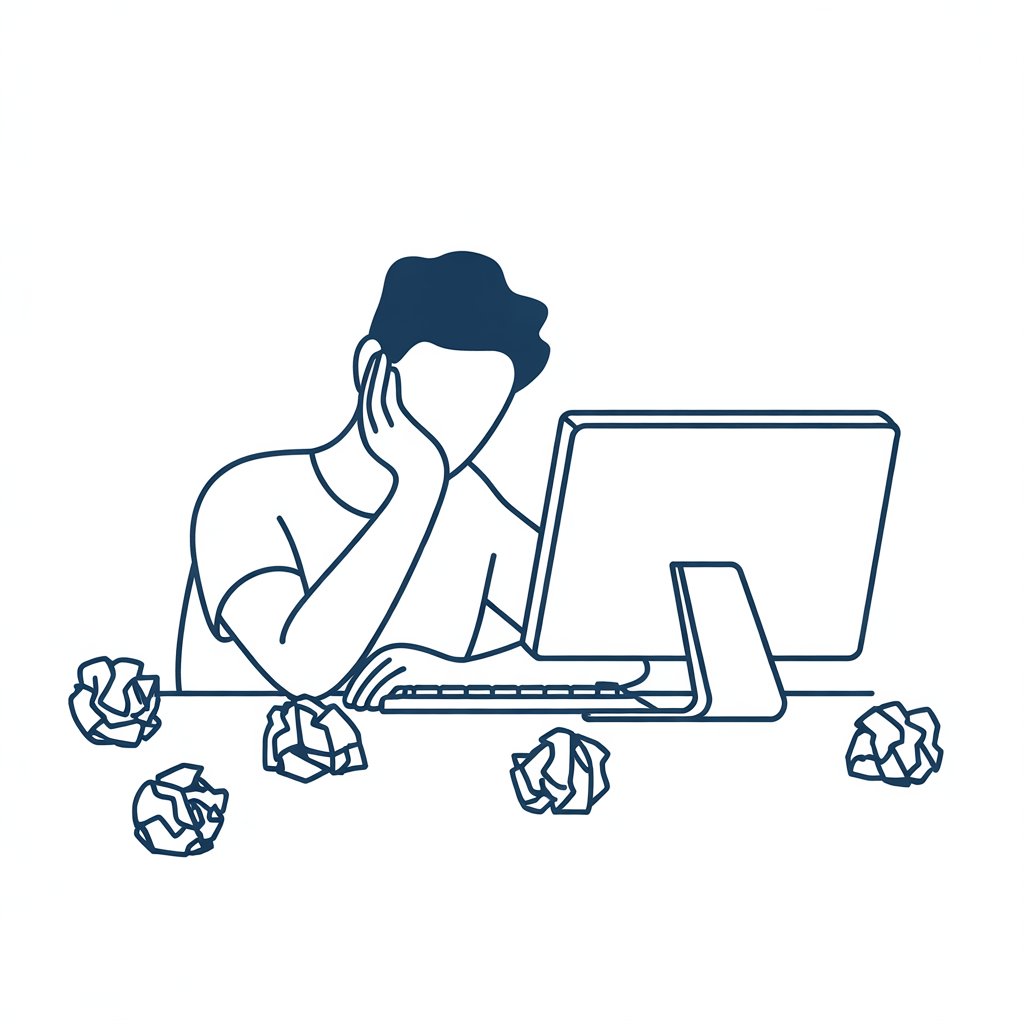 Person struggling with writing